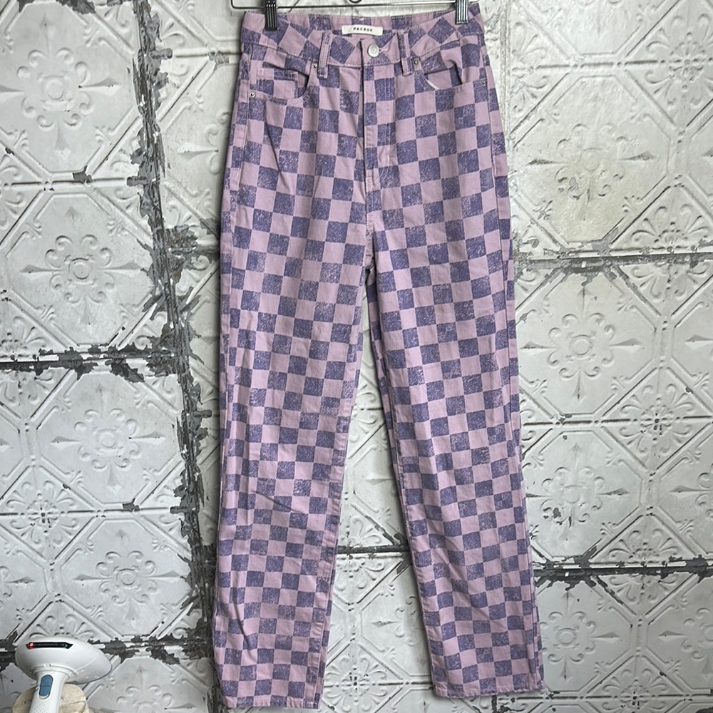 PacSun 90s boyfriend high waisted Lavender and Purple Checkered Pants
